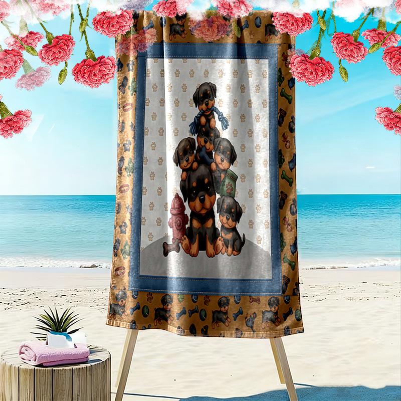 Cute Animal Puzzle Print Beach Towel, Large Soft Quick Dry Towel for Beach Camping Swimming
