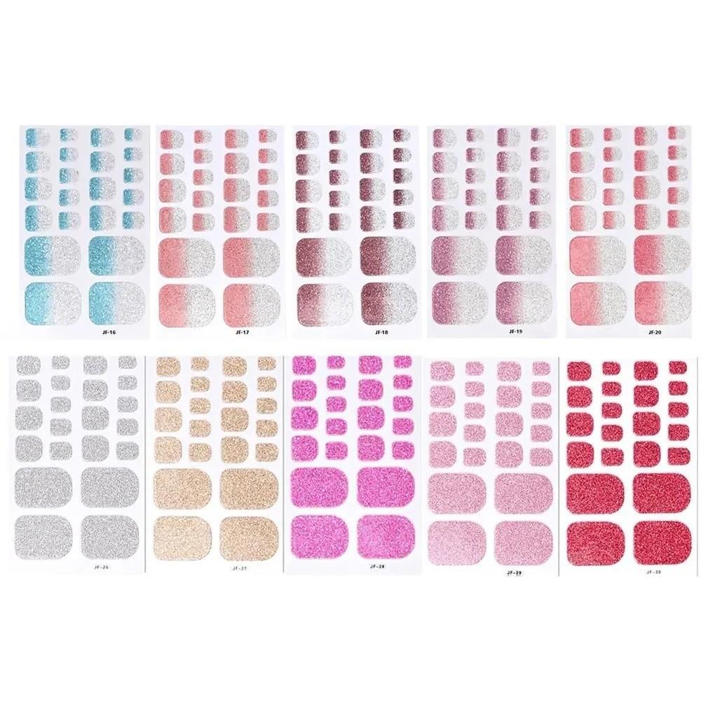 22tips/Sheet Solid Color Shimmer Finish Full Cover Nail Wraps Home DIY Nail Makeover