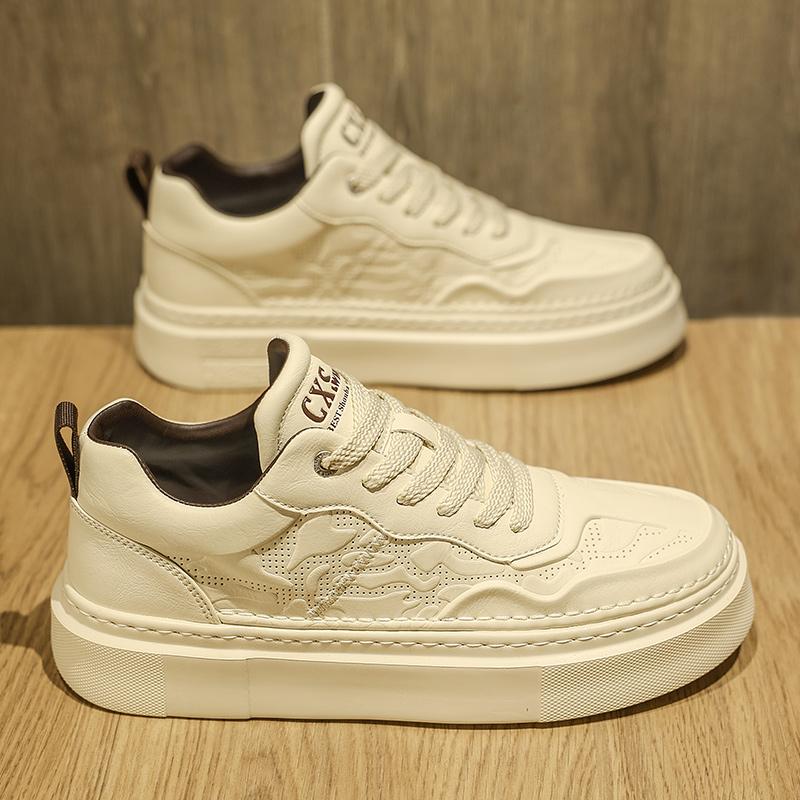 Autumn feeling white board shoes casual leather shoes sports thick sole increase