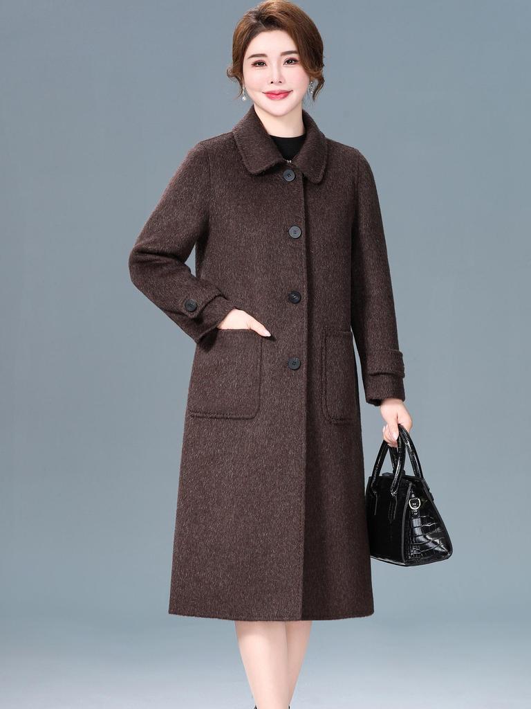 Роскошное двустороннее кашемировое пальто средней длины для женщин - Мода осень/зима Пальто из шерсти яка