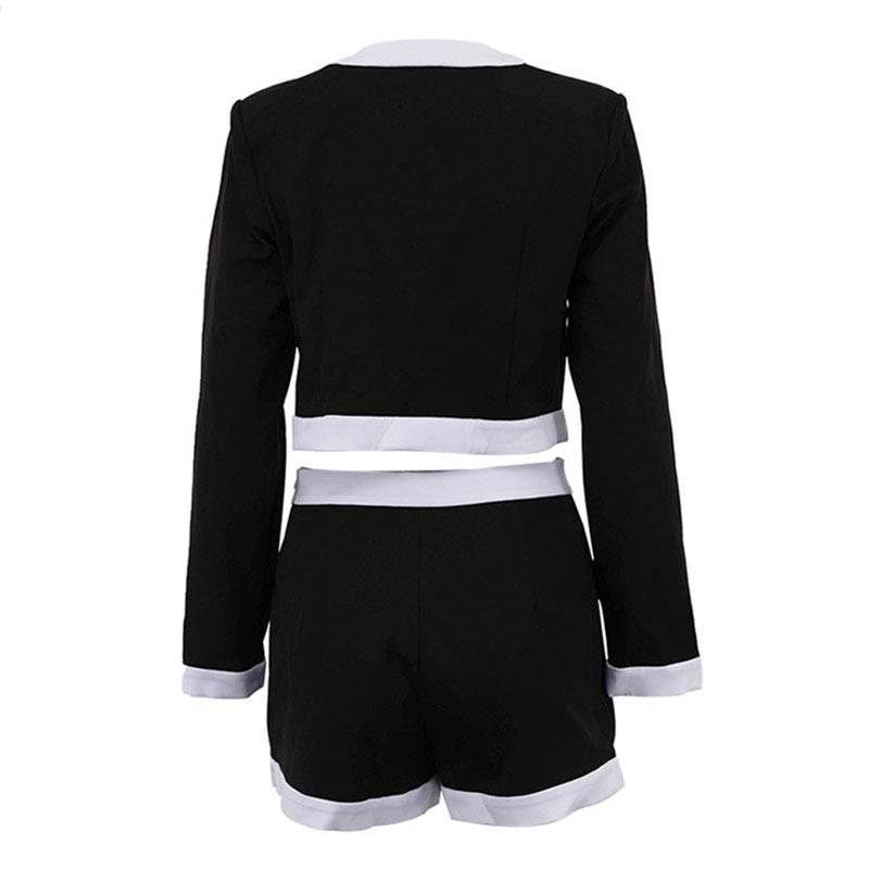 Узкий контрастный комплект пальто и шорт, женский однобортный топ с длинным рукавом, шорты с высокой талией, новинка 2025 года, элегантный женский костюм