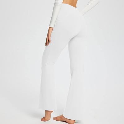 Модные женские сексуальные брюки для йоги с высокой талией и широкими штанинами, однотонные штаны для йоги