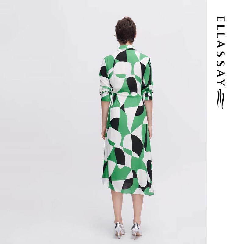 ELLASSAY 3D Tailored Waist-Cinching Midi Shirt Dress