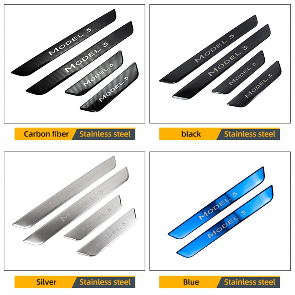Tesla Door Sill Metal Pedal Protector Cover Accessories For Model 3 Car Threshold Strip Decoration Sticker Model3 2017-