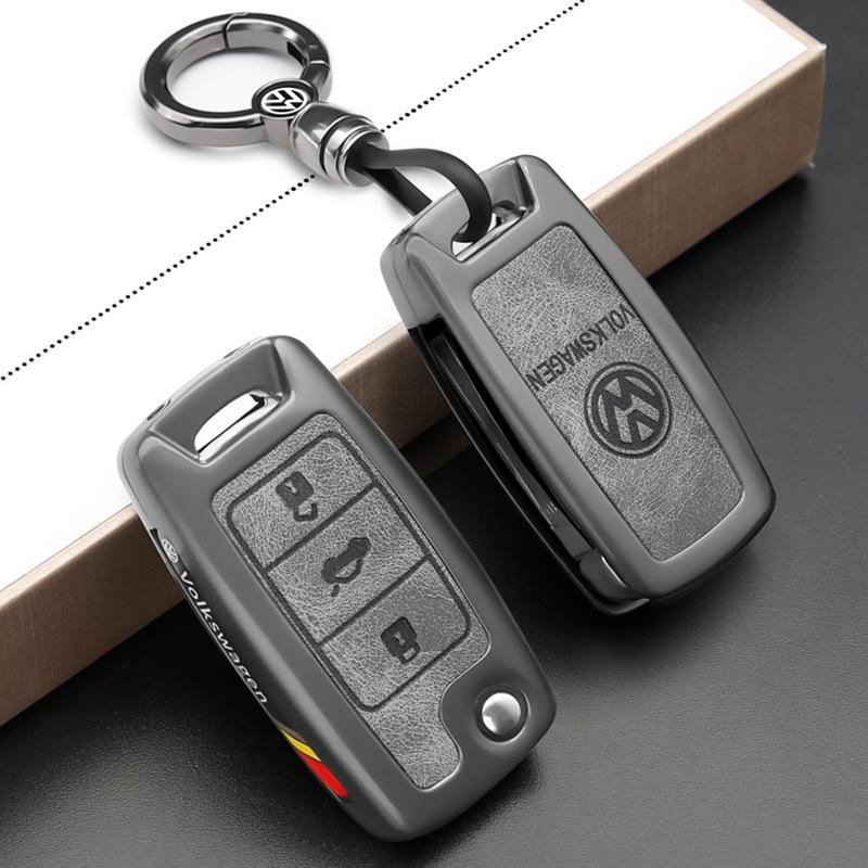 For Volkswagen VW Polo Tiguan Passat Golf 4 5 Jetta Beetle Scirocco Leather Car Key Case Cover Shell Bag Keychain Accessories zw0