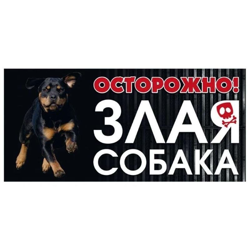 Осторожно, злая собака Металлическая табличка, Предупреждающая табличка на забор или дверь 30x15см