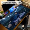 Large Mouse PadBlue Lock Custom Name Text Personalized Desk Mat Non Slip Gaming Pad