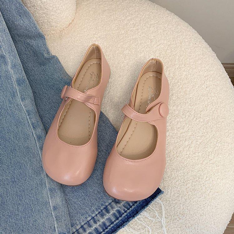 Туфли женские туфли на плоской подошве мягкие круглые повседневные платья с неглубоким вырезом новые летние пряжки однотонные повседневные простые стили