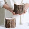 Wooden Plant Pot Vintage Round Table Decorative Style Wooden Flowerpot Fake Tree Bark Succulent Plants Creative Container