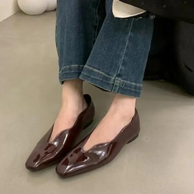 Модная женская обувь 2024 года, высококачественные базовые женские туфли на плоской подошве, элегантные повседневные туфли на плоской подошве с квадратным носком и мягкой подошвой, женская обувь для отдыха на открытом воздухе