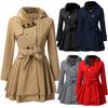 Women Trench Coat Double Breasted Belt Autumn Winter Korean Style Slim Lapel Overcoat for Office