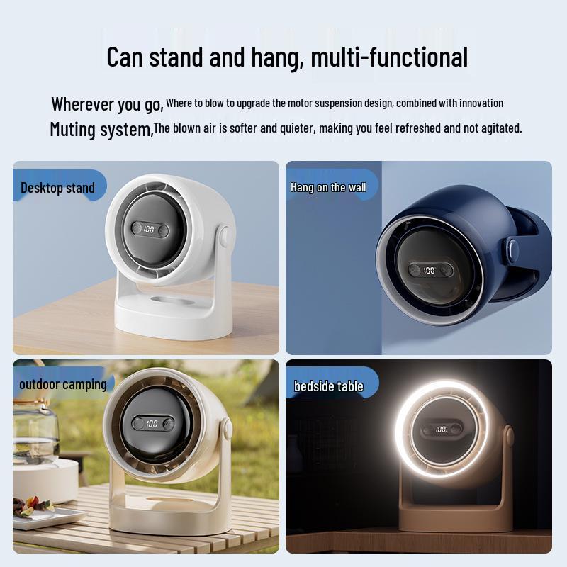 USB Desktop Mini Fan with Night Light & Long Battery Life - Ideal for Students & Outdoor Use