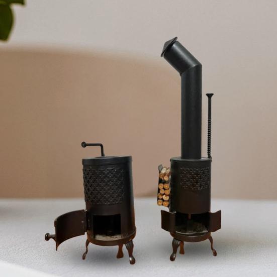 1/2 шт. Мини Декоративная Печь Сверхпрочный Металл Фермерский Дом Рустик Ручная Работа Маленькая Дровяная Печь Настольное Украшение