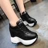 Women's Ankle Boots 2025 Autumn Leather Chunky Shoes Woman Platform Height Increased Sneakers 11CM Thick Sole Wedges White Boots