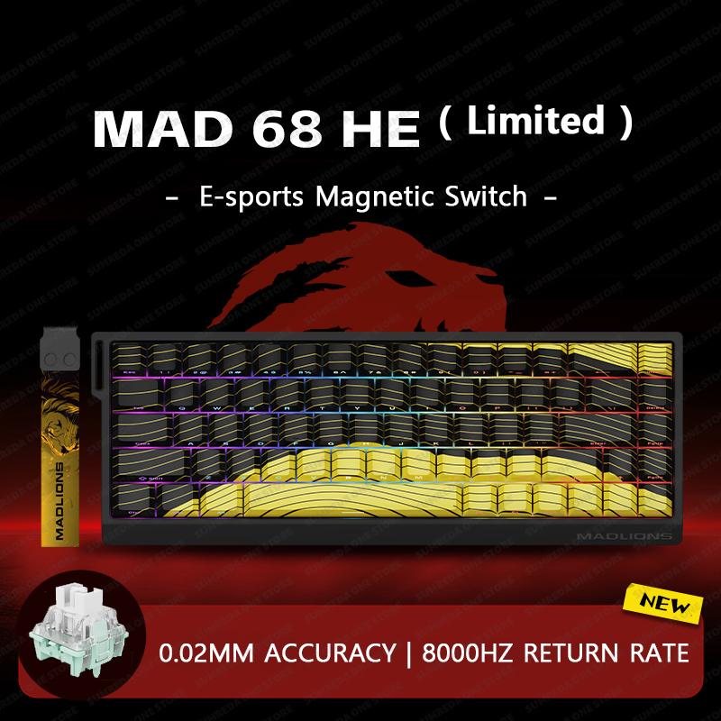 MADLIONS Mad60 Mad68 HE Механическая клавиатура Магнитный переключатель Madcatz Mad60he Проводная игровая клавиатура Rapid Trigger Custom Keyboard