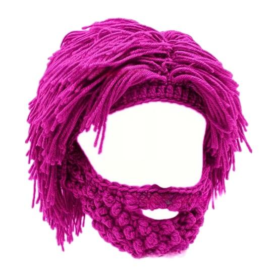 Шерстяная шапка со съемной бородой Теплая Удобная Шапка в стиле панк Аксессуар для Хэллоуина Рождественских вечеринок Косплея