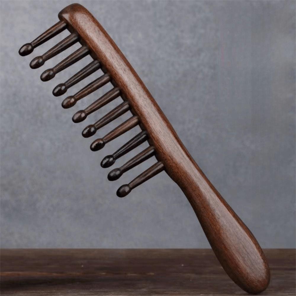Anti-static Wooden Massage Comb No-snags Sandalwood Scalp Massager Straight Hair