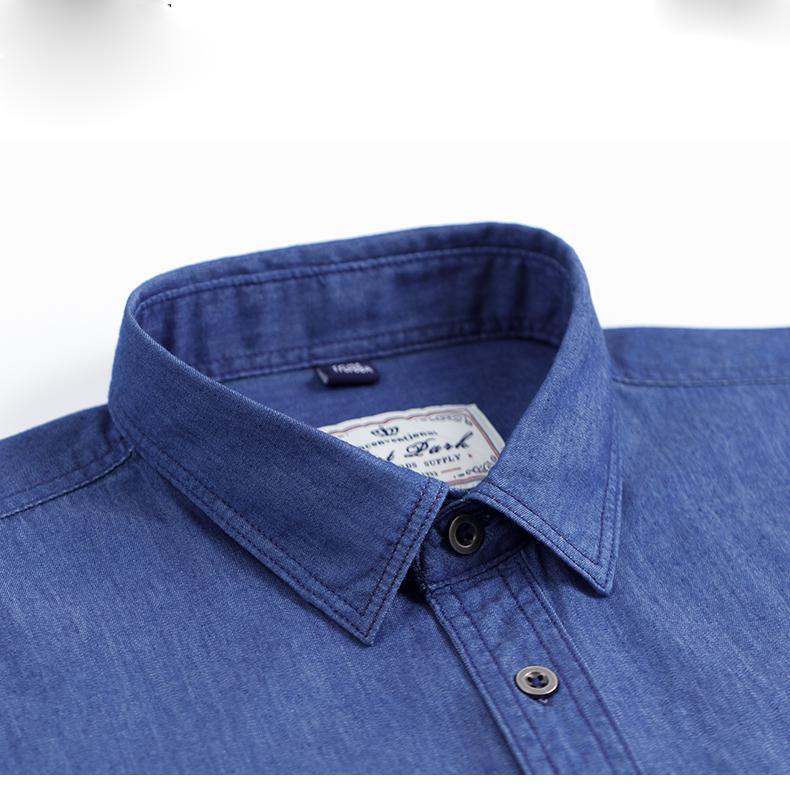 Мужские джинсовые рубашки из 100% хлопка с длинным рукавом, мягкие мужские джинсовые рубашки стандартной посадки, деловая повседневная однотонная однотонная рубашка с карманами