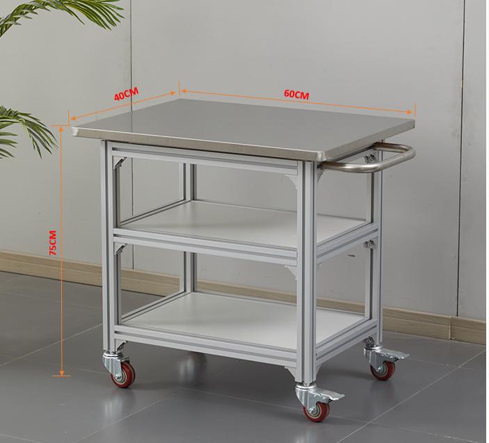 Mobile Workbench with Aluminum Frame and Anti-Static Stainless Steel Top