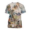 3D Printed Landscape T-shirt Chinese Art Painting T Shirt For Men Fashion Round Neck Short-sleeved Oversized Summer Tees Tops