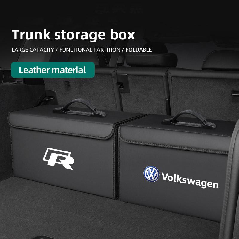 Car Trunk Leather Storage Box Auto Interior Organizer Accessories For VW GTI Polo Golf Passat Tiguan Arteon Touareg Taigo Caddy
