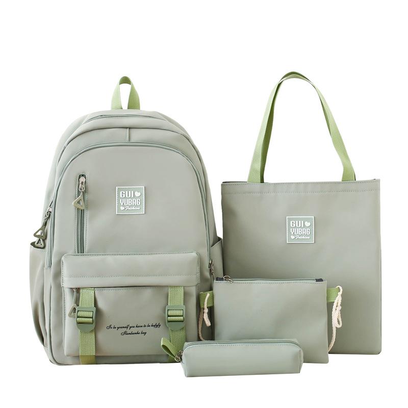 Комплект из четырех рюкзаков, однотонный женский рюкзак большой вместимости, школьный рюкзак для школьников