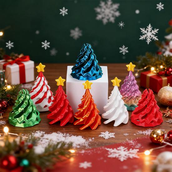 Игрушка 3D-печати Спиральная новогодняя елка Невозможная сквозная скульптура Иллюзия вихревой нити Снятие стресса Дети Взрослые Мини спиральный конус Игрушка-непоседа