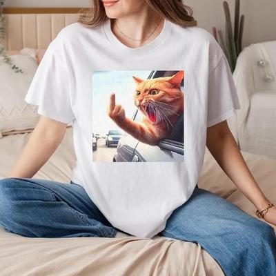 Funny Funky Cat Middle Finger T Shirt Sassy Attitude Hilarious In The Car Sarcastic Lover