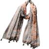 Large Ethnic Paisley Pattern Scarf Shawl with Sun UV UV Protection FT34814 [Eternal Leaf] Women's Tassels, Protection, Protection, (04.LS017O)