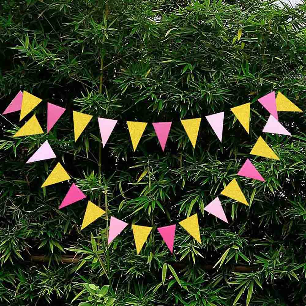 Блестящая треугольная флаговая строка с бумажными гирляндами 3 м, баннеры для свадьбы, дня рождения, Хэллоуина, выпускного, подвесные украшения, принадлежности для украшения