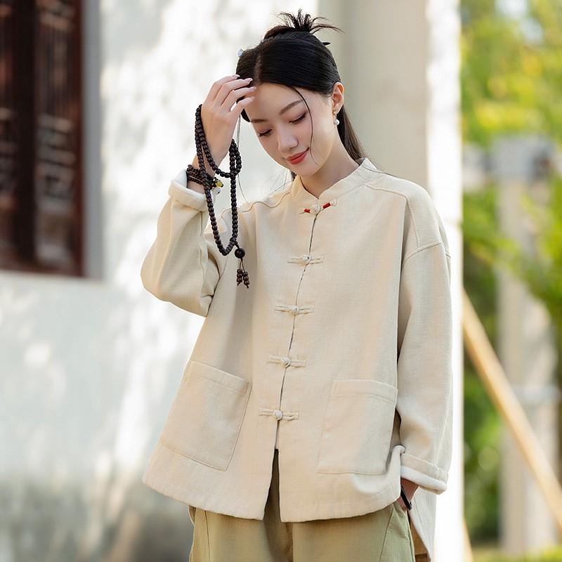 Johnature Женские зимние плюшевые теплые пальто в китайском стиле с длинным рукавом