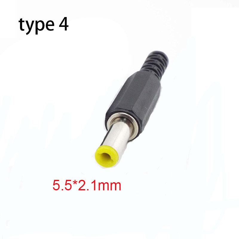 10pcs Silver Metal DC Power Male Female Socket Plug Jack Connector 5.5x2.1mm 5.5mm X 2.5mm with Spring Yellow Head 5.5*2.1 5.5*2.5mm