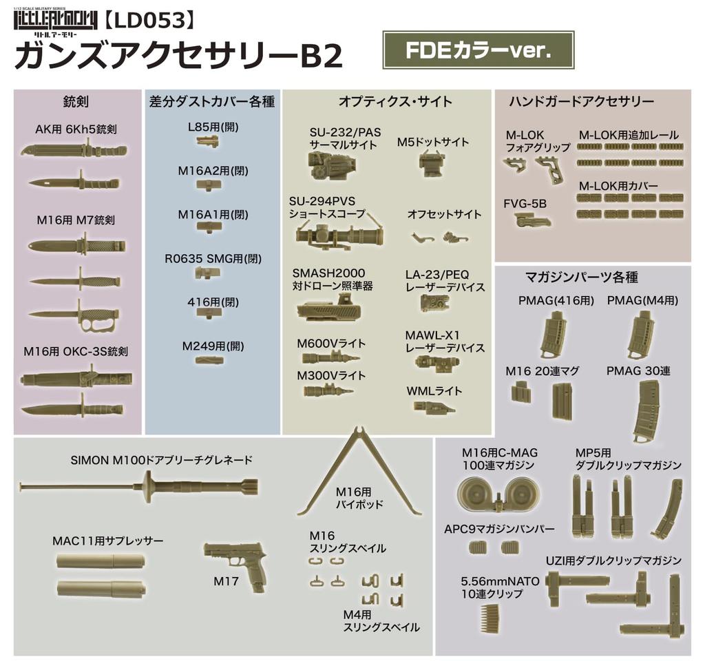TOMYTEC Little Armory LD053 Аксессуары для оружия B2 Неокрашенный Сборочный литник Комплект 336990 1/12