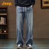 Jeep Мужские джинсы свободного кроя с прямыми штанинами в стиле хай-стрит
