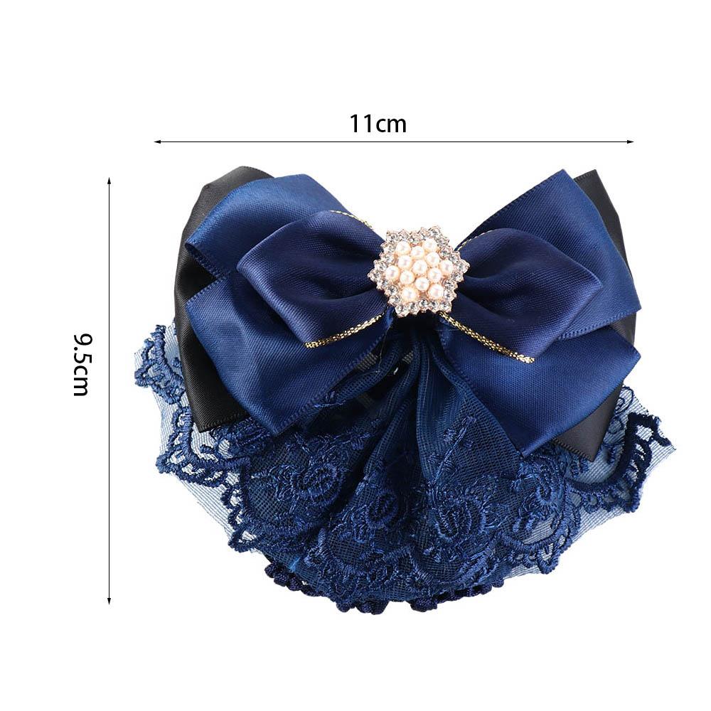 Pearl Bowknot Spring Clip Ribbon Hair Net Cover Elegant Bun Snood  Bank