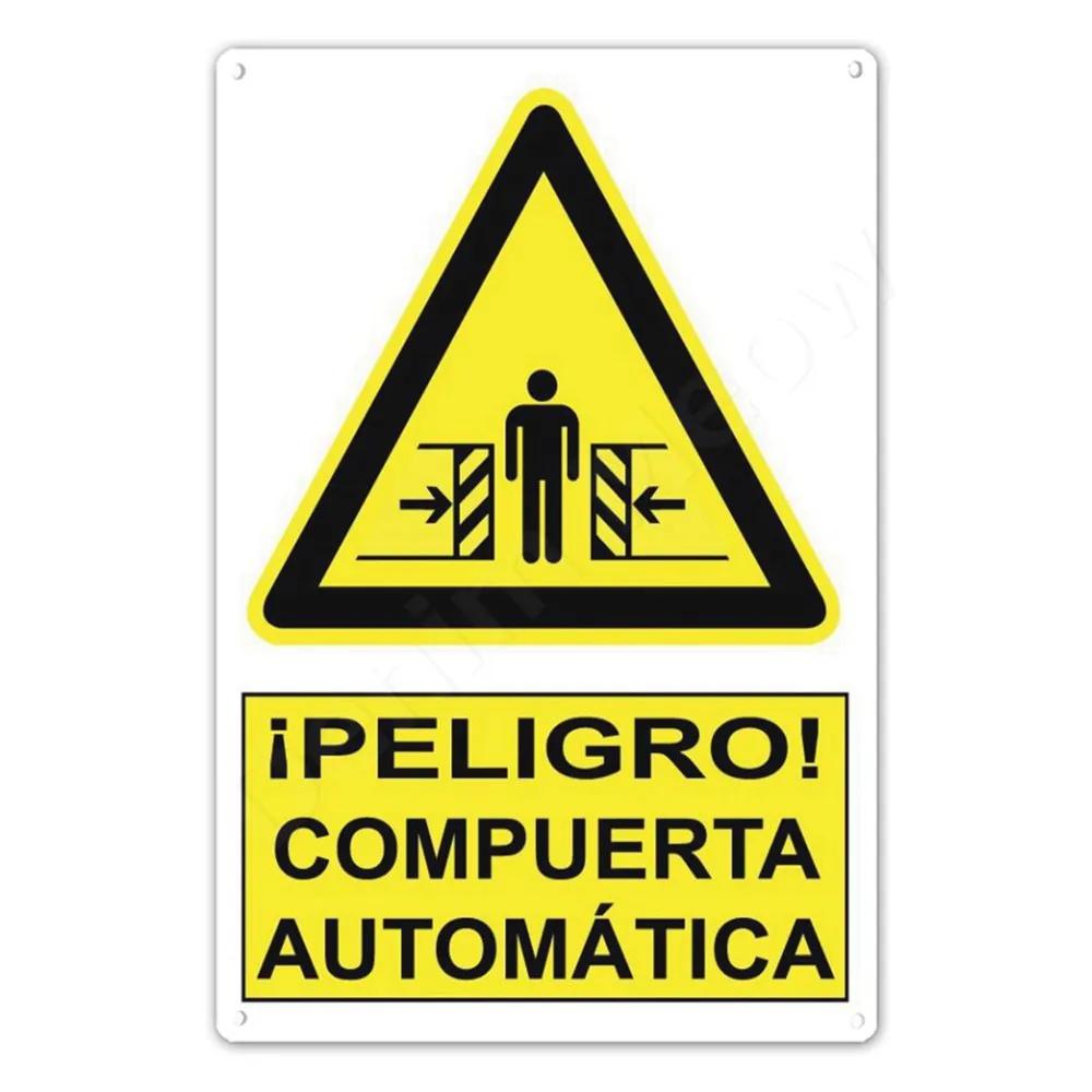 Испанский предупреждающий знак, Металлический знак Опасность для улицы, двора, бара, мастерской, Декор, Желтые водонепроницаемые знаки Осторожно, Для улицы и помещений