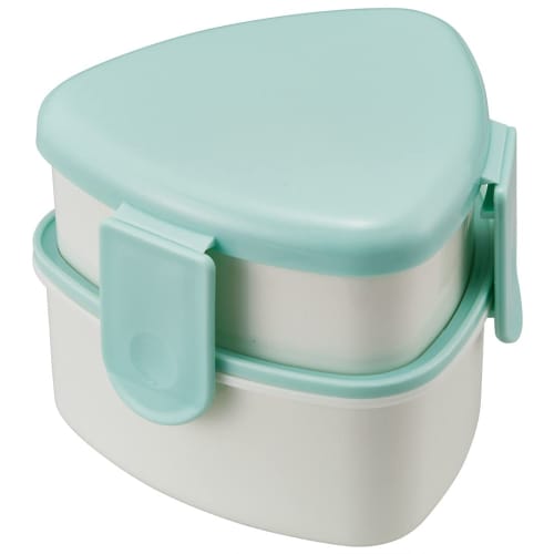 Skater Triangular Onigiri Lunch Box 2 Tiers 500ml with Fork Green Made In Japan ONWT1-A