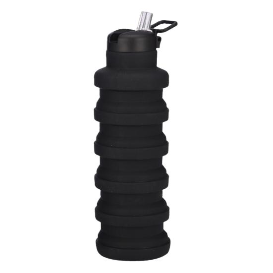 500ML Collapsible Silicone Water Bottle Leak Proof Twist Cap BPA Free Reusable Lightweight Foldable Sports Bottle for Hiking Travel