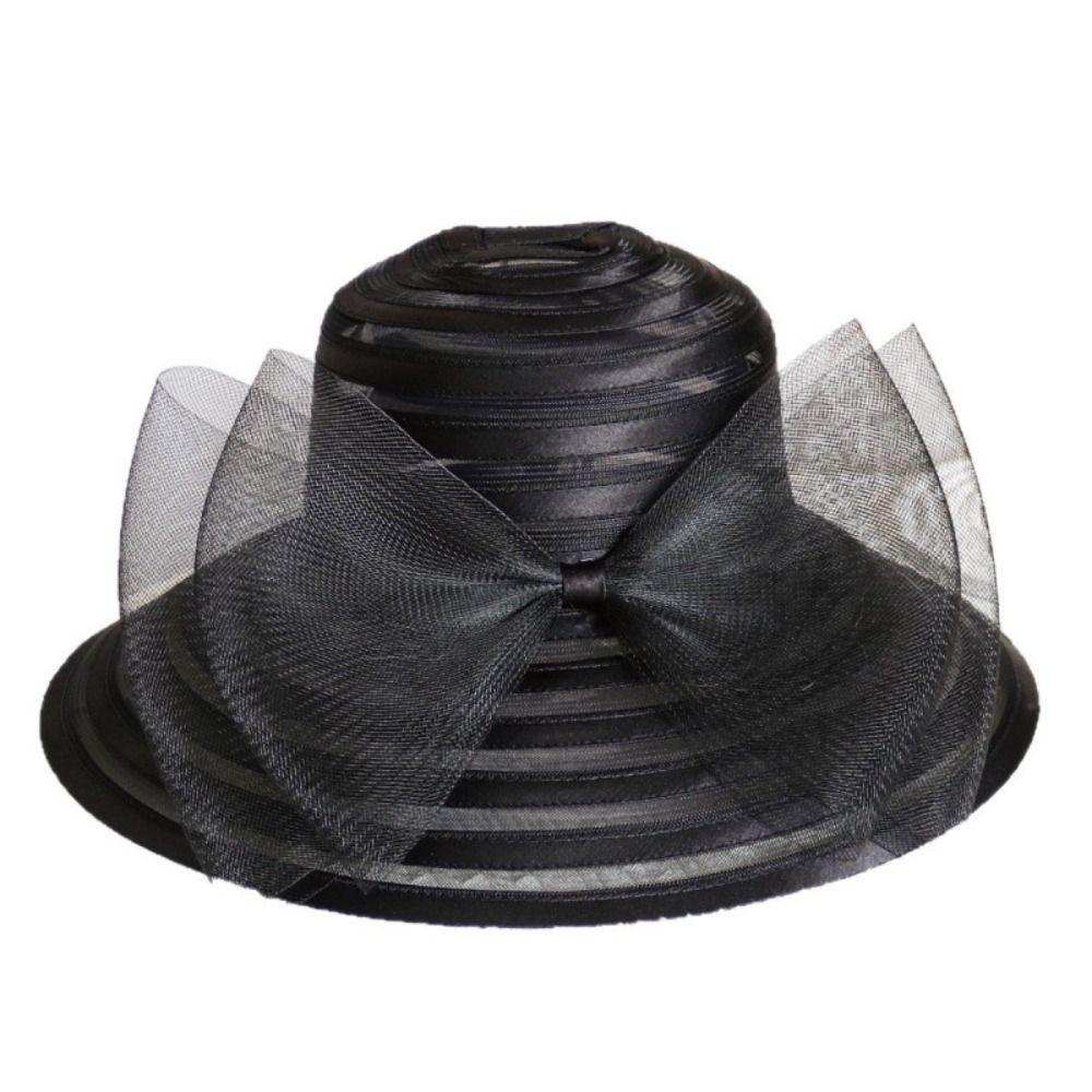Ruffles Design Tea Party Cap Wide Brim Sun Hat Elegant Sunscreen Cap Dance Dinner