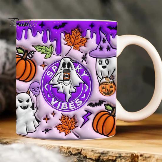 Кофейная кружка на Хэллоуин, керамическая кружка с тыквой, призрачным черепом и ручкой, стакан для сладостей, украшение для домашней вечеринки