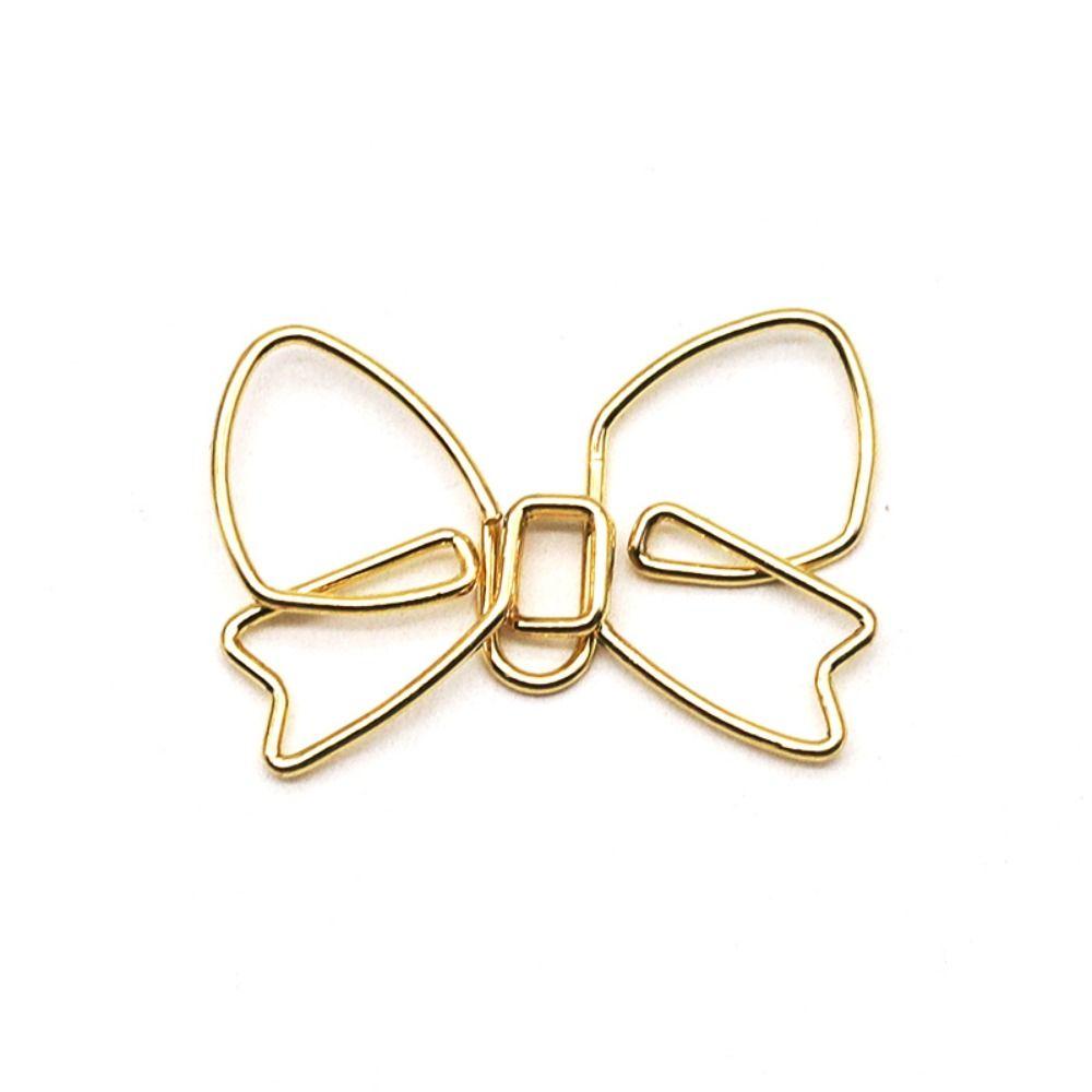 10PCS Stationery Metal Bowknot Paper Clips Special-shaped Gold Bookmark Clip Creative Paper Clamps Office/School