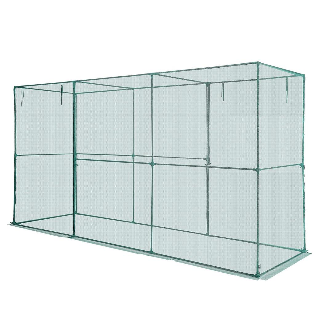 Crop Cage, 3.56 x 1.2 x 1.94 m Plant Protection Tent with Zippered Door, Wind-Resistant Tall Crop Cage, Easy to Install, Outdoor Raised Bed Cover,