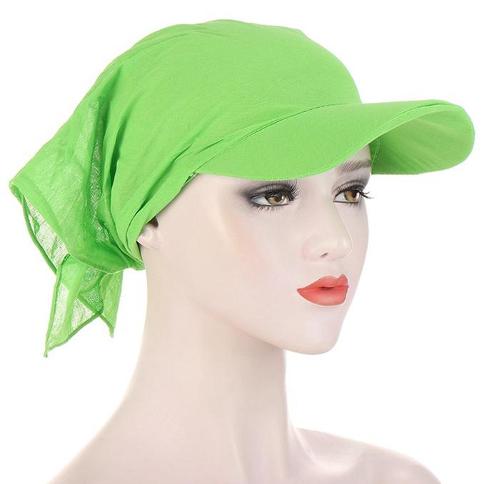 Color Candy Summer Solid Color Outdoor Windproof Sunscreen With Brim Headscarf Casual Headscarf Hat