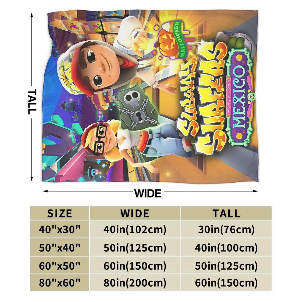 Subway Surfers Video Game Fashion Blanket Multi-size Warm Cozy Fluffy Throw Fashion Blankets for Sofa Couch and Bed