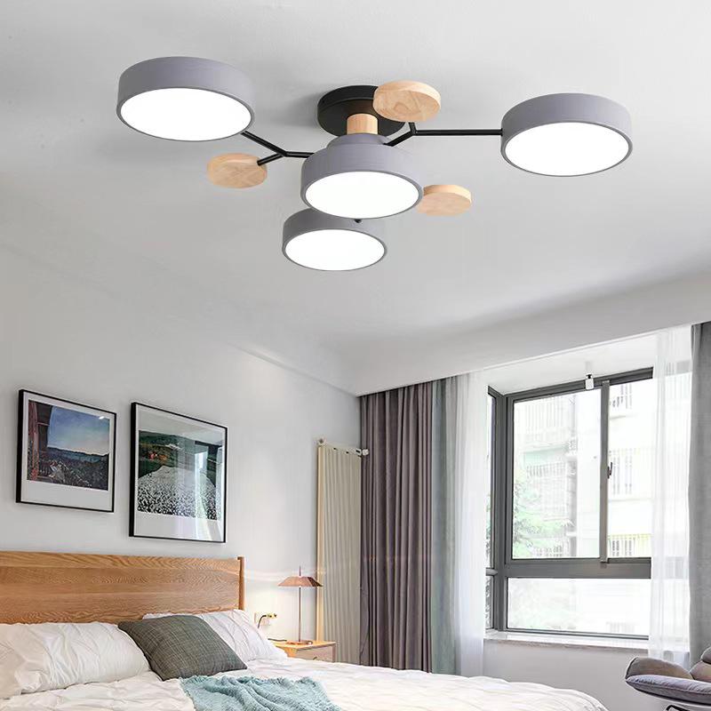 Nordic Macaron Ceiling Light - Modern Minimalist, Solid Wood Fixture for Living Room, Hall, Bedroom, or Restaurant.