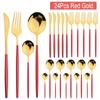 24 шт. набор столовой посуды из нержавеющей стали, нож, вилка, ложка, столовые приборы, кухонные красочные, элегантные, черный, золотой, набор столовых приборов