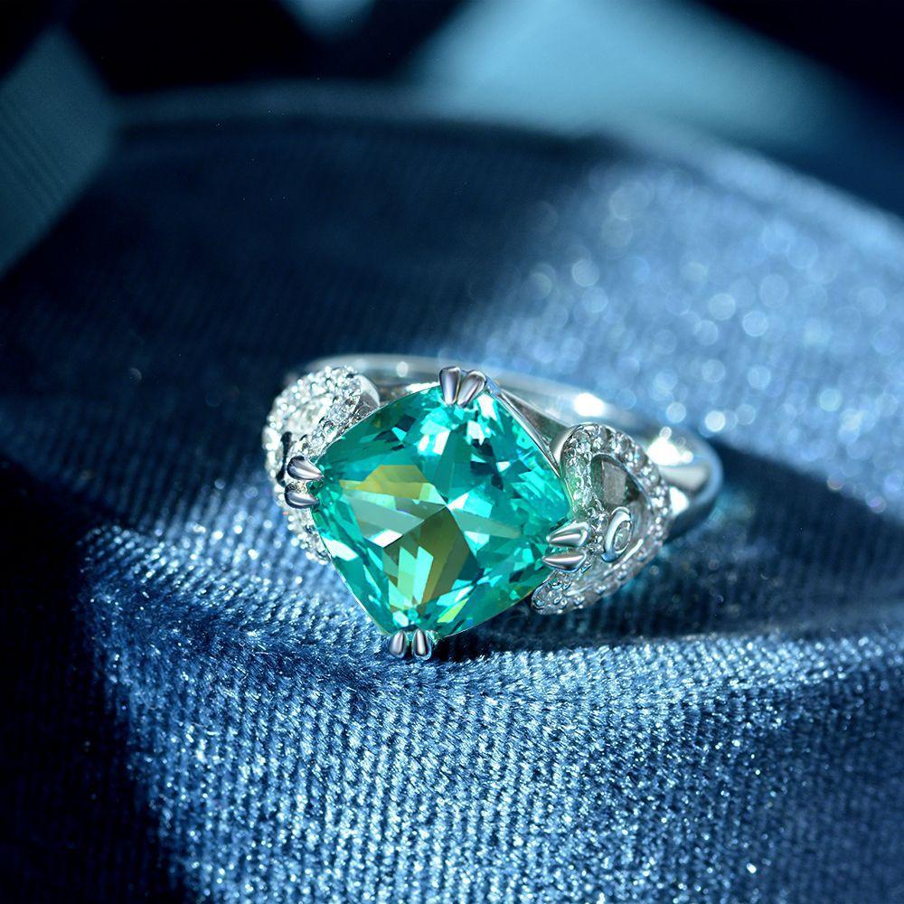 Gica Gema 100% стерлингового серебра 925 пробы, 10*10 мм, квадратный зеленый драгоценный камень, романтические кольца для женщин, ювелирные изделия, подарок для свадебной вечеринки