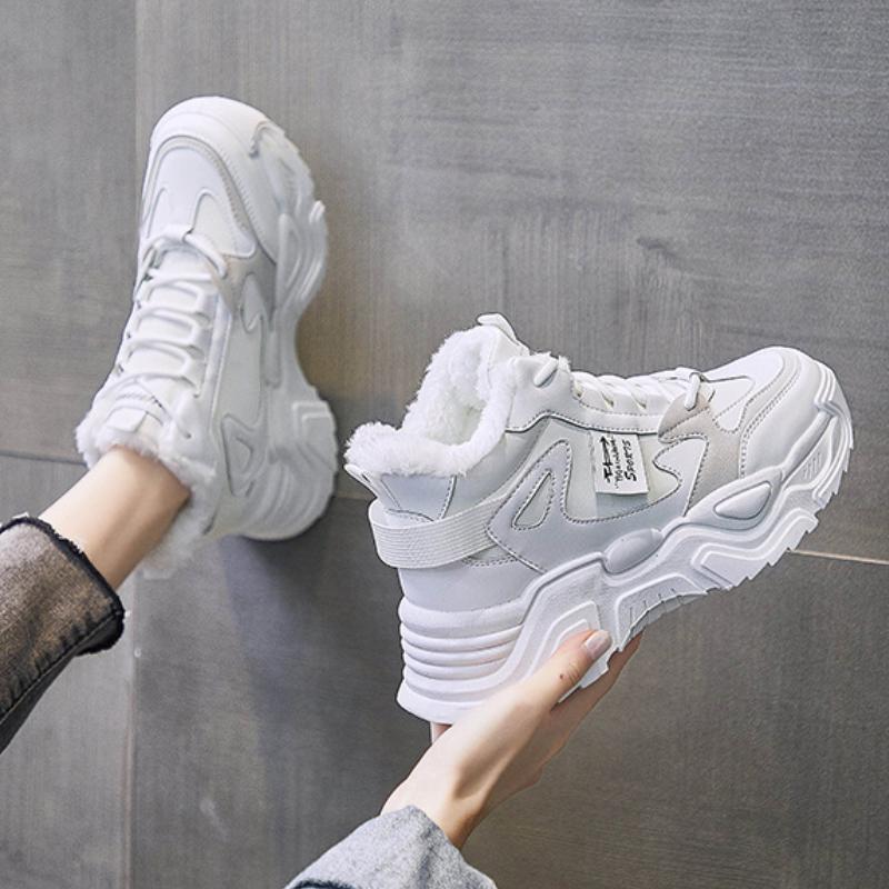 Женские зимние кроссовки, новинка 2022 года, бархатная теплая спортивная обувь на платформе, женские удобные зимние ботинки