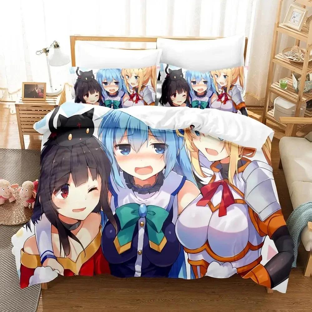 Anime KonoSuba Bedding Set Boys Girls Twin Queen Size Duvet Cover Pillowcase Bed Kids Adult Fashion Home Textile Customizable