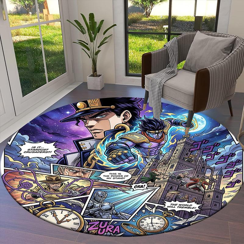 Ковер круглый ковер JoJo's Bizarre Adventure для гостиной, спальни, дивана, игровой комнаты, нескользящий коврик для пола